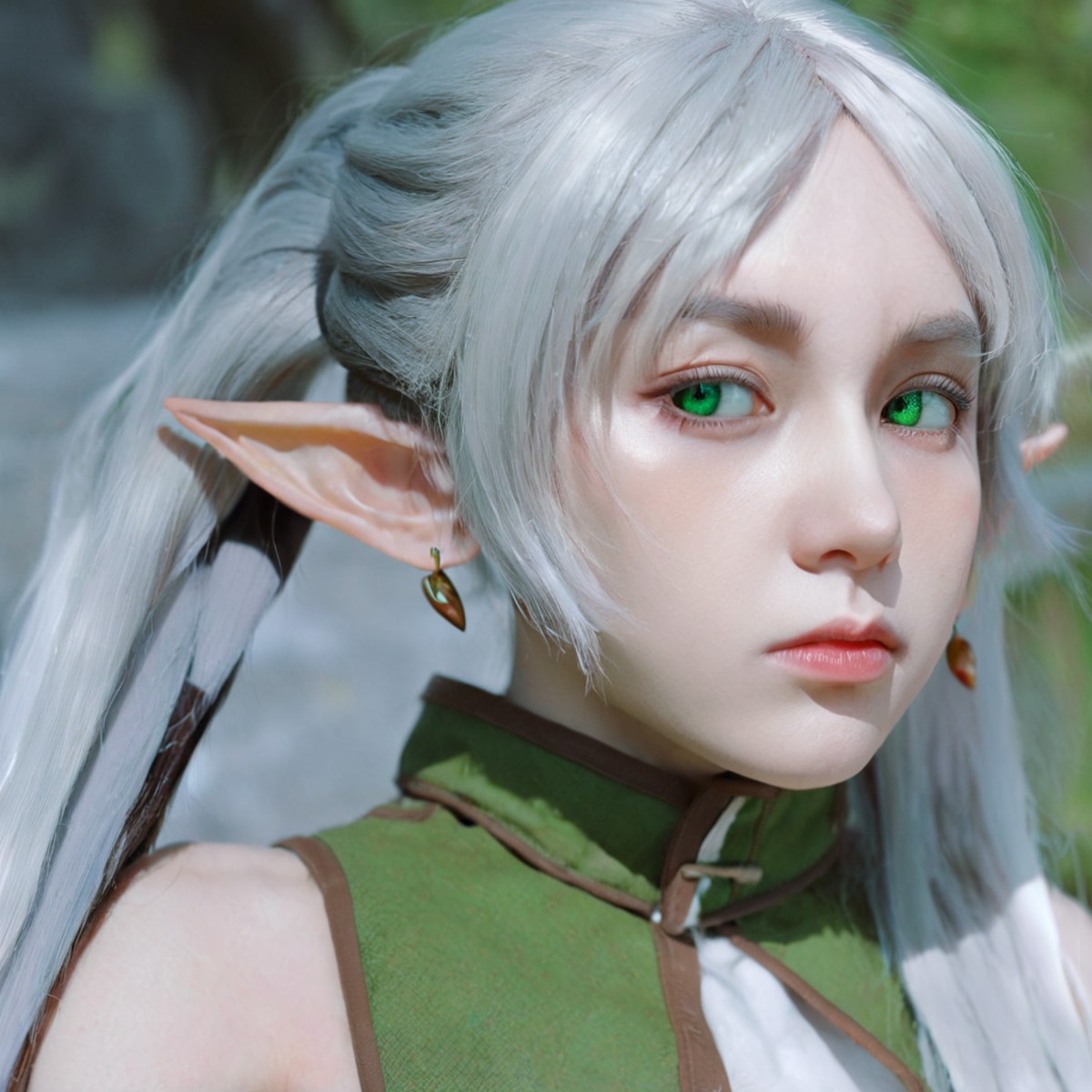 realistic, cinematic, (detailed), (highly detailed), HD, 8k, 4k,  a photo of a elf girl,<lora:frieren:1> frieren, long_hai...